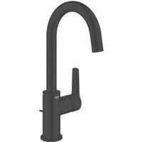 GROHE Start QuickFix – Basin Mixer Tap with Pop-Up Waste Set (L-Size 311mm, Swivel Spout, 28mm Ceramic Cartridge, Water Saving, Tails 3/8 Inch, Easy to Fit with GROHE QuickTool), Matt Black, 242032432
