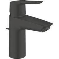 GROHE Start QuickFix - Basin Mixer Tap with Pop-Up Waste Set (S-Size 165 mm, 28 mm Ceramic Cartridge, Water Saving, Tails 3/8 Inch, Easy to Fit with GROHE QuickTool), Matt Black, 242092432