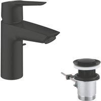 Grohe Start Standard Size Basin Tap with Cold Start & Pop-Up Waste Matt Black (104YX)