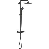 GROHE Vitalio Joy 260 - Shower System Anti-Scald Thermostat with Aquadimmer Function (26cm Head Shower 3 Sprays, 11cm Hand Shower 3 Sprays, Water Saving, Safety Functions), Phantom Black, 26403KF2