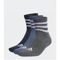 adidas Unisex 3 Stripes Cushioned Sportswear Mid Cut Socks 3 Pair Pack, 2-3.5