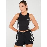 adidas Own The Run 3-Stripes Womens Running Tank Top Vest Black Crop Reflective