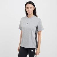 adidas Women/'s Essentials 3-Stripes Cotton T-Shirt, Medium Grey Heather/Black, L