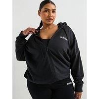 Adidas Sportswear Womens Essentials Linear Full-Zip French Terry Hoodie - Black