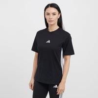 adidas Women/'s Essentials 3-Stripes Cotton T-Shirt, Black/White, S