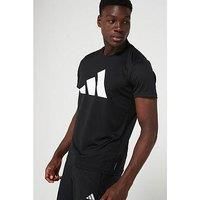 adidas Men/'s Run It Stripes Tee, Black, XXL