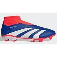 adidas Predator League Laceless Football Boots Firm Ground Shoes, Lucid Blue/Cloud White/Solar Red, 8.5 UK