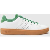 adidas Men/'s Advantage 2.0 Shoes, White/Preloved Green/Preloved Green, 4 UK
