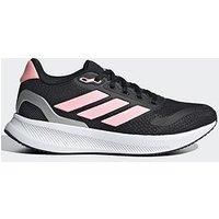 adidas RUNFALCON 5 Shoes Junior Running, Core Black/Pink/Silver Metallic, 4 UK