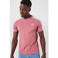 Adidas Men'S 3 Stripe T-Shirt - Salmon