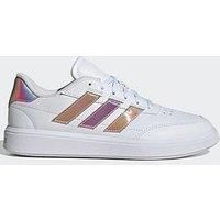 adidas Women/'s COURTBLOCK Non-Football Low Shoes, Cloud White/Cloud White/Cloud White, 3.5 UK