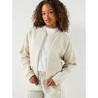 adidas Women/'s ESSENTIALS CONTEMPORARY LOGO BOMBER JACKET, Wonder Alumina, L