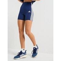 Adidas Sportswear Women'S Essentials 3-Stripes High Waisted Shorts - Dark Blue/White