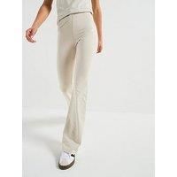 adidas Women/'s ESSENTIALS SMALL LOGO FLARED LEGGINGS, Wonder Alumina/White, L