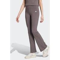 adidas Women/'s ESSENTIALS SMALL LOGO FLARED LEGGINGS, grey strata/white, XS