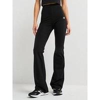 adidas Women/'s ESSENTIALS SMALL LOGO FLARED LEGGINGS, Black/White, S