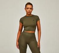 adidas Womens Hyperglam Slim T-Shirt - Green - Size L
