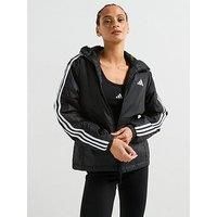 Adidas Sportswear Womens Essentials 3-Stripes Hooded Jacket - Black