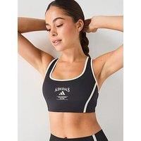 adidas Powerimpact Medium-Support Heritage Bra, Recycled Polyester, Black