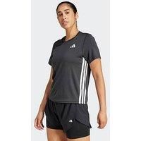 Adidas Womens Training 3 Stripe Crew T-Shirt - Black