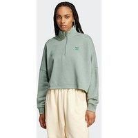 Adidas Originals Womens Essentials 1/2 Zip Fleece Sweatshirt - Green