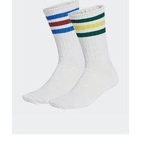 Adidas Originals Mens Ribbed Crew Socks 2 Pairs - White
