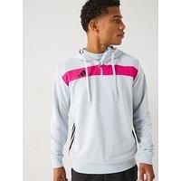 adidas Tiro 25 Essentials Hooded Mens Training Top Grey Long Sleeve Half Zip Gym