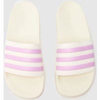 adidas Adilette Shower Slides, White/Bliss Lilac/Halo Mint, 5 UK Child