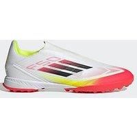 adidas Unisex F50 League Laceless Football Boots Turf, Cloud White/Core Black/Solar Yellow, 10 UK