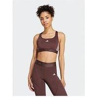 Adidas Womens Training Power Mid Support Hyperglam Sports Bra - Brown