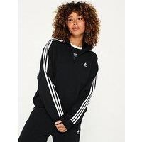 Adidas Originals Womens Half Zip French Terry Crew Sweatshirt - Black