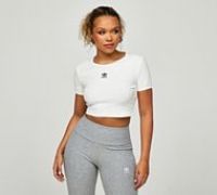 adidas Originals Womens Essentials Rib T-Shirt - White - Size XS