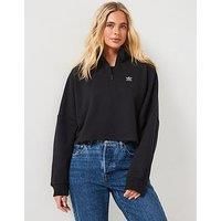 Adidas Originals Womens Essentials 1/4 Zip Crop Sweatshirt - Black