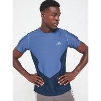 adidas Own The Run Colorblock Aeroready Short Sleeve T-Shirt S Blue