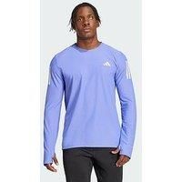 adidas Men/'s Own The Run Long Sleeve Tee, Dark Blue, L