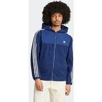 Adidas Originals Mens Adicolor 3Stripes Teddy Fleece Hoodie - Blue