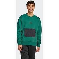 adidas Mens City Escape Fleece Sweatshirt Collegiate Green M