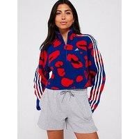 Adidas Sportswear Womens Animal 3 Stripe 1/4 Zip - Blue
