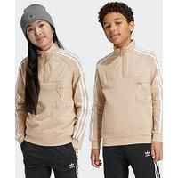 Adidas Originals Older Unisex Half Zip Crew - Beige