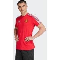 Adidas Manchester United Mens Dna 3 Stripe Tee -Red