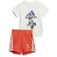 Adidas Sportswear Infant Unisex Mickey Mouse T-Shirt And Short Set - White/Red