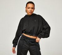 adidas Originals Womens Washed Out Cropped Hoodie - Black - Size L