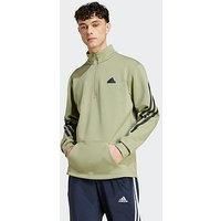 Adidas Sportswear Men'S Future Icons 3-Stripes Half-Zip Sweatshirt - Green
