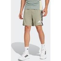 Adidas Men'S Training Camo 3 Stripe 7 Inch Shorts - Silver Pebble
