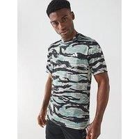 Adidas Men'S Training Camo Printed T-Shirt - Silver Pebble/Black