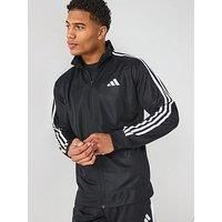adidas Men/'s Train Essentials 3-Stripes Training Hooded Track Top, black, M