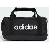 adidas Unisex Essentials Linear Duffel Bag, Black/Black/White, XS