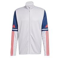 adidas Men/'s SQUADRA25 TRAINING JACKET, Glory Grey/Team Navy Blue 2 / Pure Ruby, S