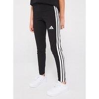 adidas Girl/'s ESSENTIALS 3 STRIPES LEGGINGS, Black/White, 14-15 Years