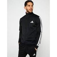 adidas Men/'s SPORTSWEAR BASIC 3 STRIPES TRICOT TRACKSUIT, Black, L